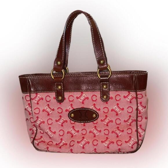 Celine Handbags - EUC Celine Red and Brown Tote Bag